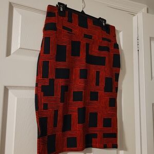 NWT -Stylish Red and Black Geometric Skirt